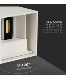 Applique led da esterno quadrata a doppio fascio luminoso vtac bianco 3000k