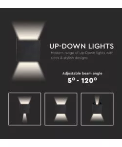 Applique led da esterno quadrata a doppio fascio luminoso vtac nero 3000k