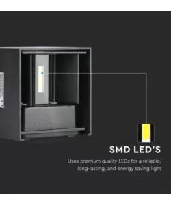 Applique led da esterno quadrata a doppio fascio luminoso vtac nero 3000k