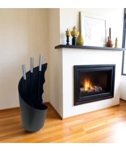 Set 3 accessori per caminetto easy system in metallo nero