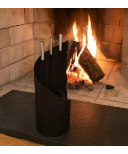 Set 3 accessori per caminetto easy system in metallo nero
