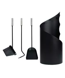 Set 3 accessori per caminetto easy system in metallo nero