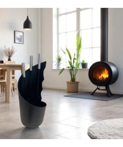 Set 3 accessori per caminetto easy system in metallo nero