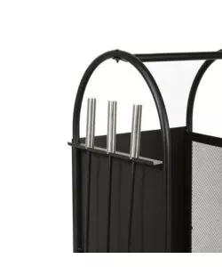 Portalegna in metallo con ruote nero e 3 accessori