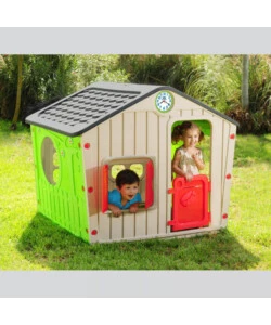 Casetta da giardino per bambini elica garden "village" in plastica multicolor 140x108x115 cm