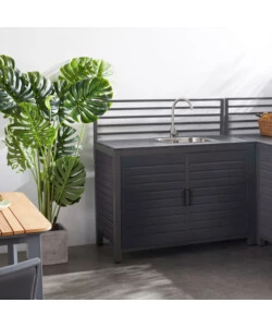 Cucina da esterno modulare elica garden "oklahoma 2" con lavello in alluminio antracite 90x62x125 cm