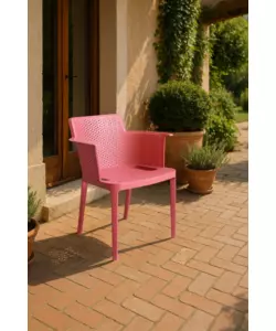 Sedia da esterno impilabile elica garden "cathy" in polipropilene rosso corallo 60x58x76,5 cm