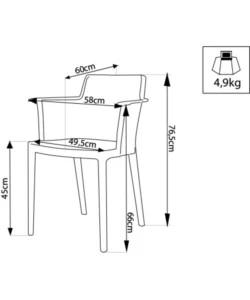Sedia da esterno impilabile elica garden 'cathy' in polipropilene tortora 60x58x76,5 cm