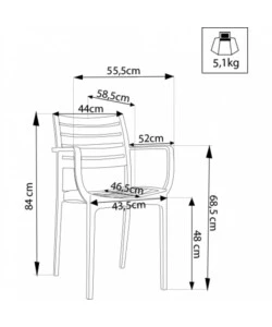 Sedia da esterno impilabile elica garden 'eveline' in polipropilene taupe 58,5x55,2x84 cm