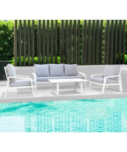 Set da giardino elica garden "santa cruz" in alluminio bianco 5 sedute e un tavolino