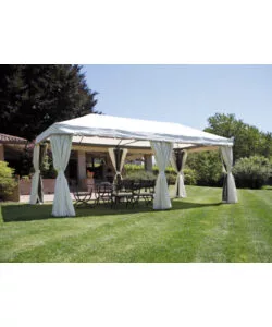 Gazebo da esterno rettangolare solaria "nebraska" in alluminio ecru' 6x3 mt