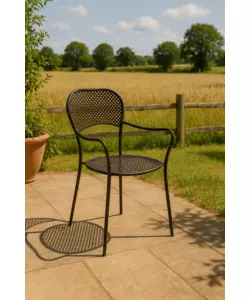 Sedia da esterno con braccioli solaria "intra" impilabile in ferro antracite 54x57x89 cm