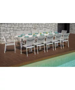 Tavolo da esterno allungabile solaria "porto ercole" in alluminio bianco 200/300x102x75 cm