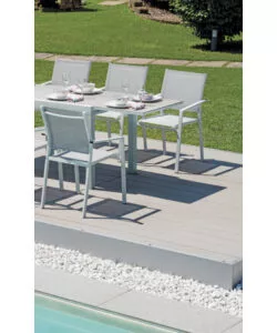 Sedia da esterno con braccioli solaria "zara" in alluminio bianco e grigio chiaro 54x57x89 cm
