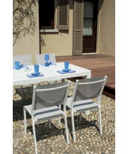Tavolo da esterno allungabile solaria "naxos" in alluminio bianco 160/240x90x77 cm