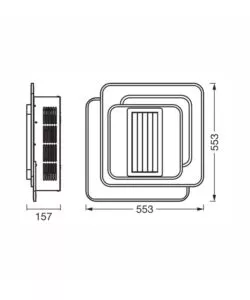 Lampada ventilatore da soffitto 'grill square' con griglia quadrata bianco 55w