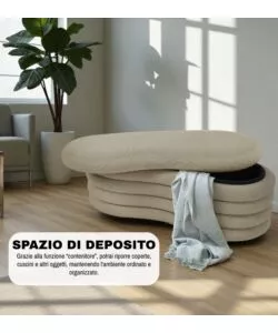 Panca contenitore bellahome "goccia" beige 106x43x42 cm