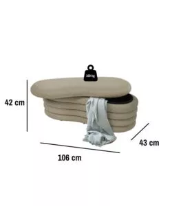 Panca contenitore bellahome 'goccia' beige 106x43x42 cm