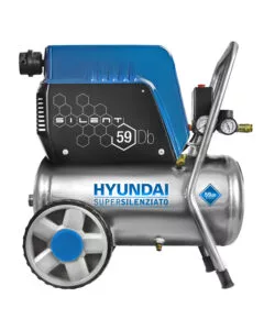 Outlet - usato per prova - compressore d'aria super silenziato hyundai - 59 db 24 litri cofanato