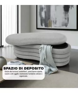 Panca contenitore bellahome "goccia" grigio 106x43x42 cm