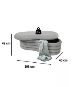 Panca contenitore bellahome 'goccia' grigio 106x43x42 cm