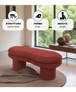 Panca bellahome "onda" mattone 106x43x43 cm