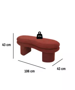 Panca bellahome 'onda' mattone 106x43x43 cm