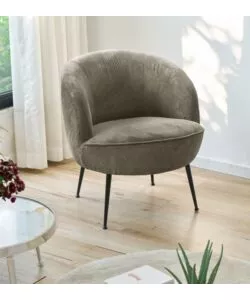 Poltrona "nora" in velluto a coste grigio 63x71x71 cm
