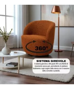 Poltrona girevole bellahome "aura" mattone 65x77x69 cm