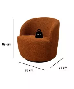 Poltrona girevole bellahome 'aura' mattone 65x77x69 cm
