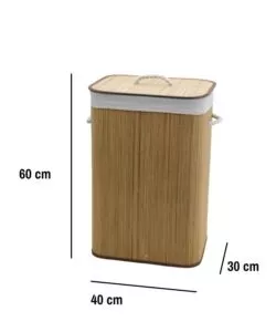 Portabiancheria in bamb decor bagno naturale 40x30x60 cm