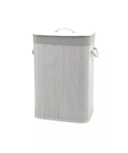 Portabiancheria in bamb decor bagno bianco 40x30x60 cm