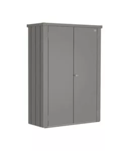 Armadio da esterno biohort "romeo m high" in acciaio grigio quarzo metallizzato, 132x57x140 cm - 58010