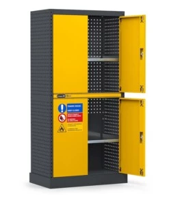 Armadio per infiammabili fami 'linea 391' con vasca stagna esterna in lamiera giallo 94,4x54x190 cm