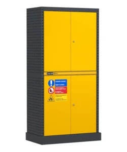 Armadio per infiammabili fami "linea 391" con vasca stagna esterna in lamiera giallo 94,4x54x190 cm