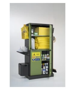 Armadio per fitosanitari, pesticidi e prodotti chimici fami "linea 391" in lamiera con vasca stagna esterna verde 94,4x54x190 cm