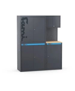 Moduli per garage fami 'linea 391' con armadi anta a battente in lamiera antracite 152x49,5x190 cm