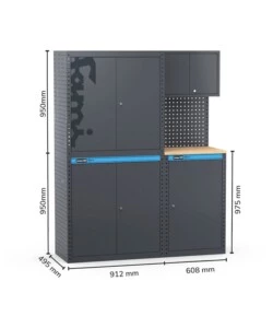 Moduli per garage fami 'linea 391' con armadi anta a battente in lamiera antracite 152x49,5x190 cm