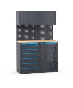 Moduli per garage fami 'linea 391' con cassettiera e armadio a 1 anta in lamiera antracite 121,6x49,5x190 cm