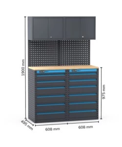 Moduli per garage fami 'linea 391' con cassettiere in lamiera antracite 121,6x49,5x190 cm