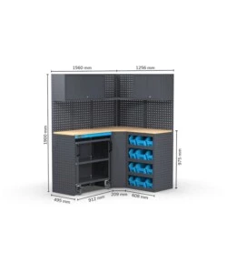 Moduli per garage fami 'linea 391' angolare in lamiera antracite 156+125,6x495x190 cm