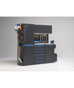 Moduli per garage fami "linea 391" con armadi a 1 anta e cassettiera in lamiera antracite 182,4x49,5x190 cm