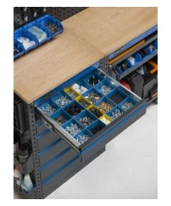 Moduli per garage fami "linea 391" con armadi a 1 anta e cassettiera in lamiera antracite 182,4x49,5x190 cm