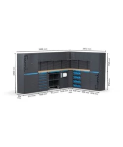 Moduli per garage fami 'linea 391' angolare in lamiera antracite 368,8+247,2x49,5x190 cm