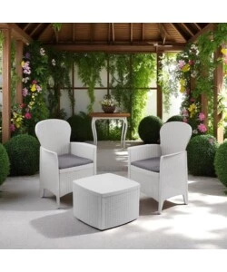 Set da giardino "tree" in polipropilene bianco 2 sedute e tavolino