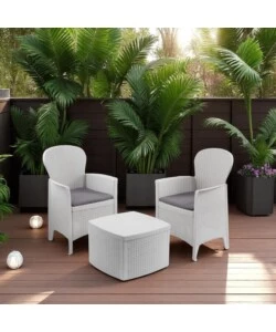 Set da giardino "tree" in polipropilene bianco 2 sedute e tavolino