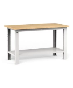 Banco da lavoro garage fisso fami 'work' in legno di faggio e lamiera grigio chiaro 150x75x88,2 cm