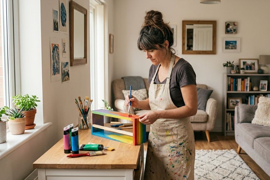 Ragazza Che Pittura Nel Tempo Libero
