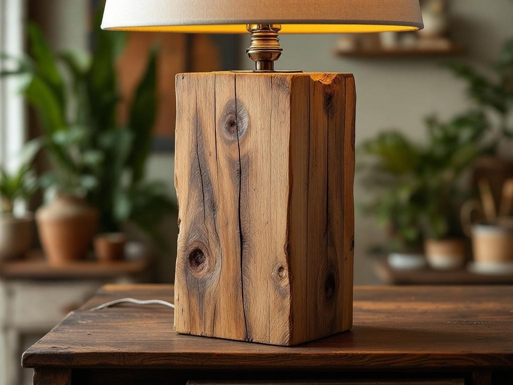 Base Lampada In Legno