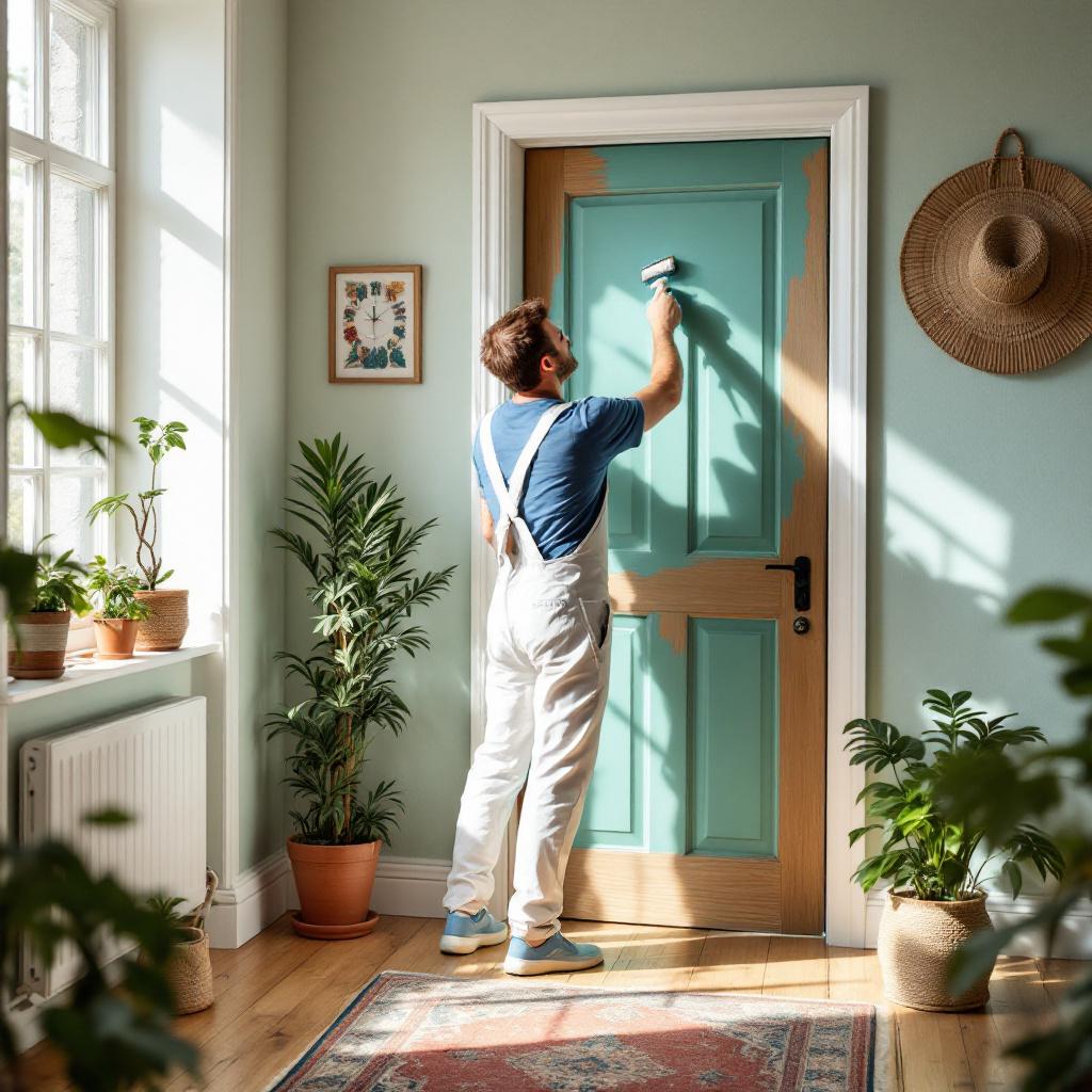 Persona Che Colora Porta Interna Casa